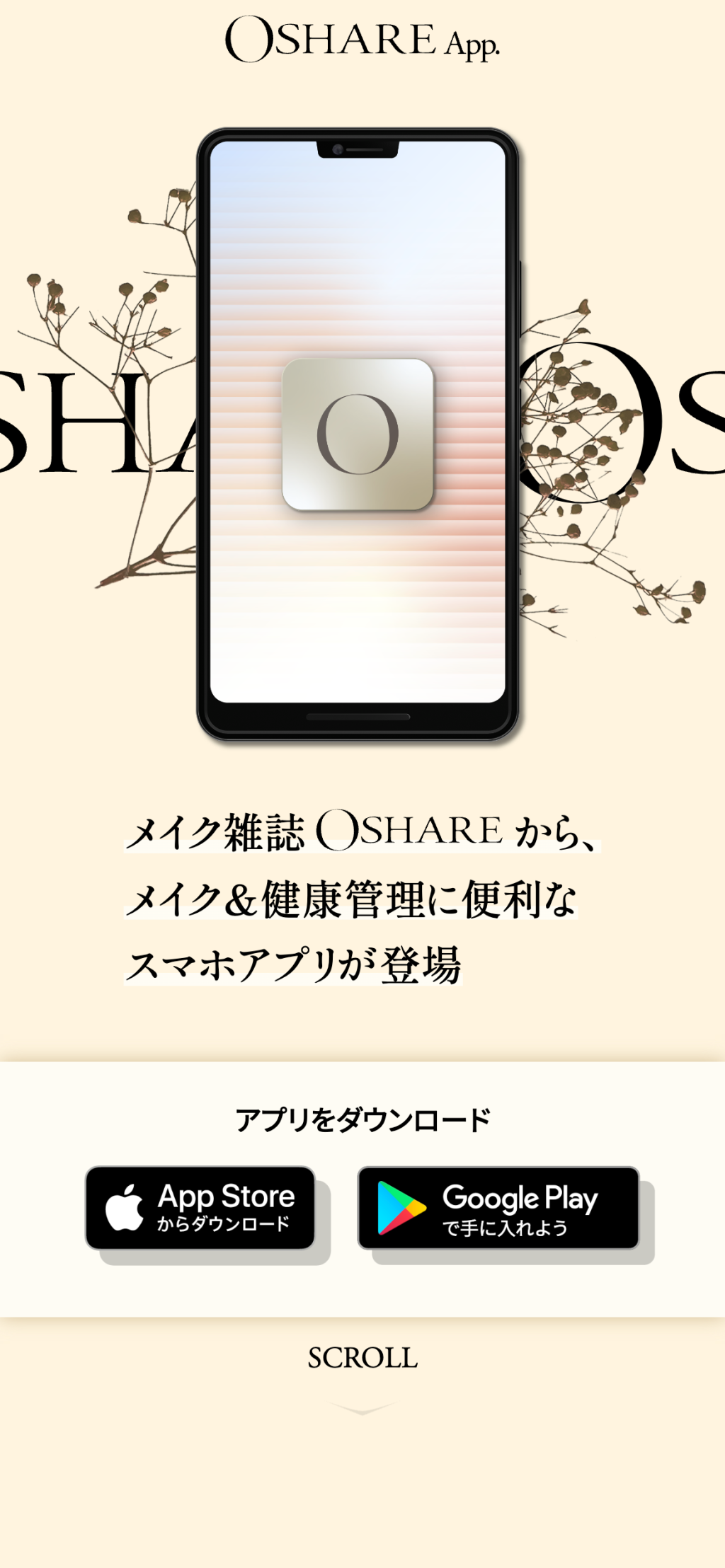 Oshareアプリ（LP／仮想サイト）のサイト全体画像
